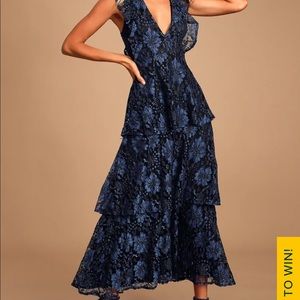 Lulus Molinetto Dress in Navy